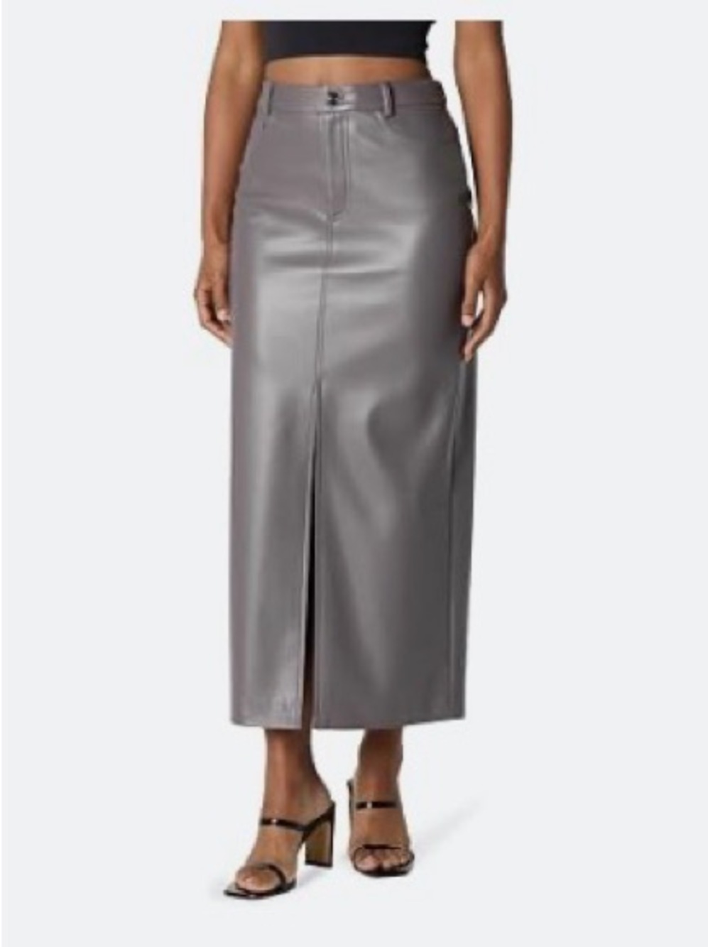 The Drop Amazon Women’s Larissa Vegan Tornado Gray Leather Maxi Skirt NWT SZ S